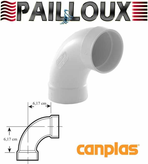 Raccordement FF coudé 90°en PVC 51 mm blanc 765510W pour centralisation drainvac GV-8201 S.A.S Pailloux 