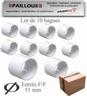 Lot de 10 bagues Union ff pvc blanc avec arrêt pour tuyaux diamètre 51 mm centralisation drainvac UN0201VL s.a.s pailloux dans Accessoires