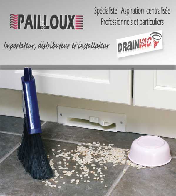 Vacpan ramasse miettes plancher trappe aspirante blanche pour plinthe ASPIRATION centralisée drainvac DS-532W S.A.S Pailloux